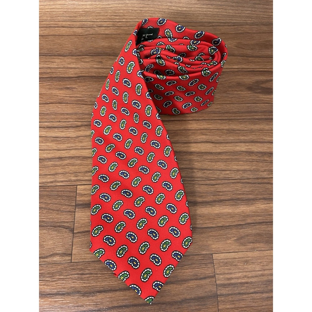 Lauren Ralph Lauren Red Paisley 100% Silk Made In USA Neck Tie Red/Green/Blue